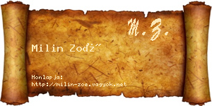 Milin Zoé névjegykártya